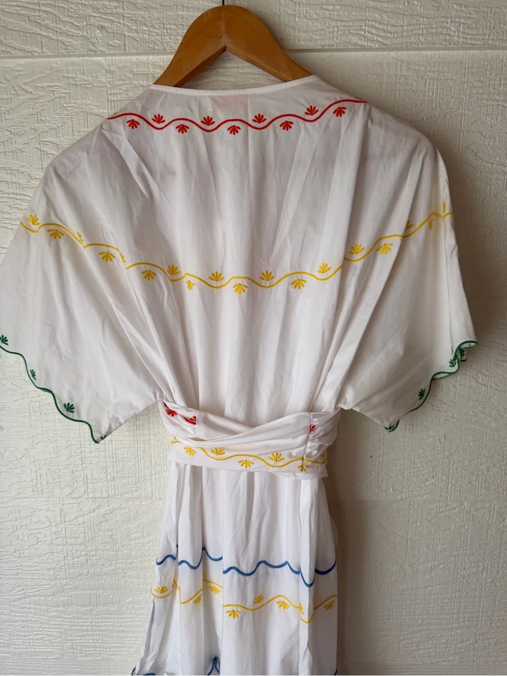 NWT Tory Burch Scallop Embroidered Wrap Dress White Cotton Size 2